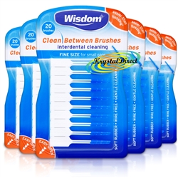 6x Wisdom Clean Between Interdental Cleaning Brush Blue Fine Size