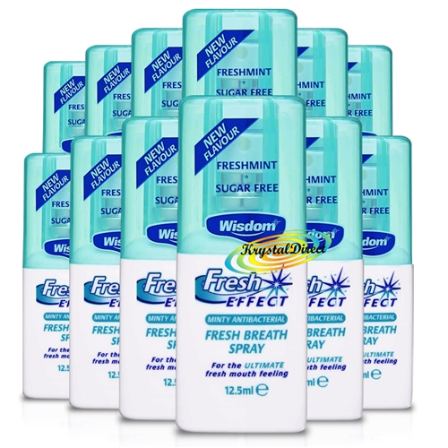 12x Wisdom Fresh Breath Mouth Spray Minty Anti Bacterial Sugar Free 12.5ml