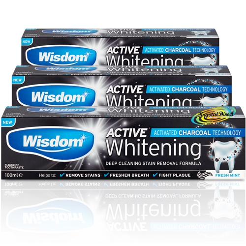 3x Wisdom Active Whitening Activated Charcoal Toothpaste 100ml