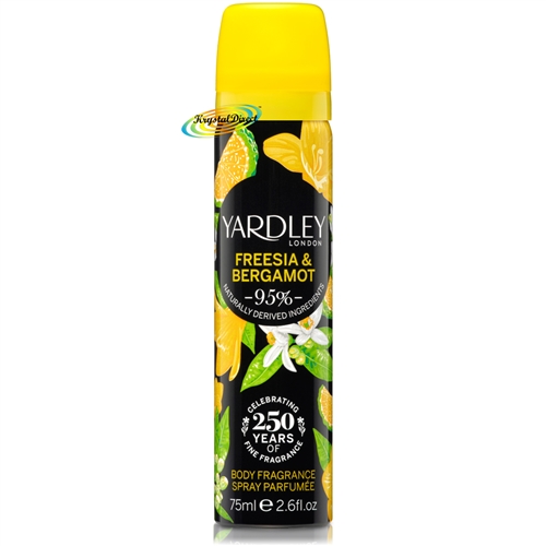 Yardley FREESIA & BERGAMOT Body Spray Fragrance 75ml