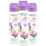 3x Yardley APRIL VIOLETS Body Spray Fragrance 75ml