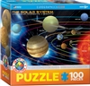 The Solar System 100 Piece puzzle. Finished size 13" x 19". Kids will love playing with this educative jigsaw puzzle presenting the planets of our solar system. Strong high-quality puzzle pieces. Made from recycled board and printed with vegetable based i