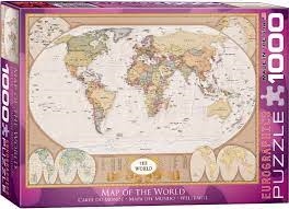 MAP OF THE WORLD - 1000 PC - PUZZLE.   Good quality Eurographics puzzle.