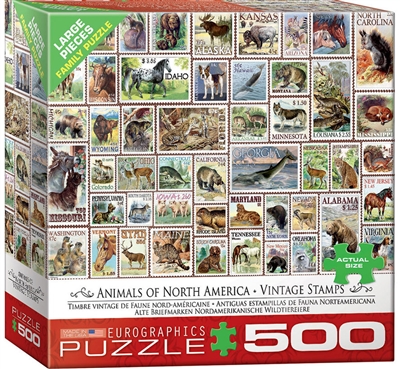 ANIMALS OF NORTH AMERICA - 500 PC - PUZZLE.  This is a good quality Eurographic puzzle with 500 pieces.