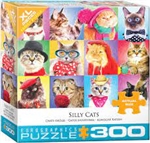 Silly Cats Puzzle - 300 pieces. A prefect gift for the child who loves cats, especially those who like to see cats dressed up in a funny way. Excellent quality. 300 piece puzzle.