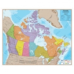 Wall Map of Canada - Laminated. This easy to read political laminated map of Canada measures 47 inches wide by 38 inches tall. This map has nice detail with nice detail, and comes in a sturdy box. Shows major cities and towns, lakes and rivers and major r