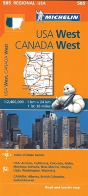 585 North America - Western Canada and Western USA road map. MICHELIN Western USA, Western Canada Regional Map scale 1:2,400,000 will provide you with an extensive coverage of primary, secondary and scenic routes for this region. In addition to Michelin's