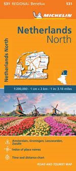 Netherlands North 531 Michelin Travel Map.. This is a very detailed map roads, mileage, points of interest, and more.