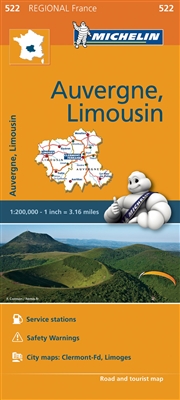 France - Auvergne Limousin Travel & Road Map. MICHELIN Auvergne, Limousin Regional Map scale 1:200,000 will provide you with an extensive coverage of primary, secondary and scenic routes for this French region. In addition to Michelin's clear and accurate