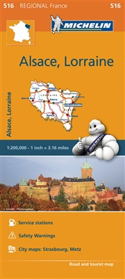France - Alsace Lorraine Travel & Road Map. MICHELIN Alsace Lorraine Map scale 1:200,000 will provide you with an extensive coverage of primary, secondary and scenic routes for this French region. In addition to Michelin's clear and accurate mapping, this