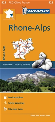 Rhone - Alps of France Travel Map. MICHELIN Rhone-Alps Regional Map scale 1:200,000 will provide you with an extensive coverage of primary, secondary and scenic routes for this French region. In addition to Michelin's clear and accurate mapping, this Regi