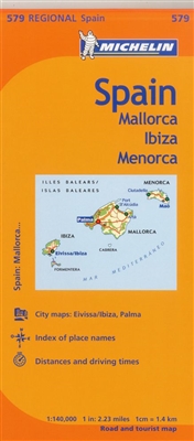 MICHELIN Balearic Islands Regional Map. Scale 1/140,000 will provide you with an extensive coverage of primary, secondary and scenic routes for the Spanish Isles of Mallorca, Ibiza and Menorca. Shows the cities of Eivissa, Ibiza, Palma de Mallorca and Mao