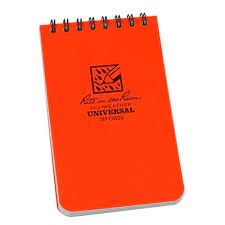 Rite in the Rain - Pocket Top Spiral Orange 3x5. The global standard for tactical waterproof colored notebooks. Protect yourself and your notes by using Rite in the Rain Tactical Pocket Notebooks. These 3" x 5" top spiral notebooks have 100 Universal page