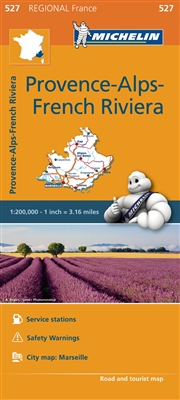 Provence, Alps & French Riviera France travel & road map. This map will provide you with an extensive coverage of primary, secondary and scenic routes for this region. In addition to Michelin's clear and accurate mapping, this regional map includes all th