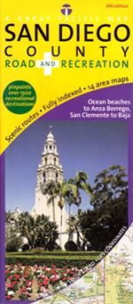 San Diego County Road & Recreation Map. This recreation map and guide of the County of San Diego includes nine detailed city insets, including Tijuana and La Jolla. It features museums, fishing piers, wineries, shopping malls & districts, waterparks & bea
