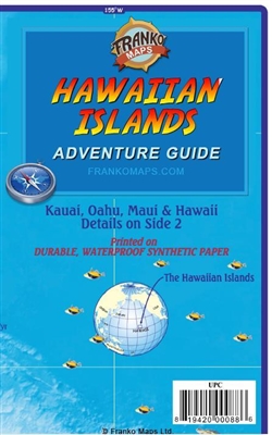 Hawaiian Islands Guide Map - Waterproof. This waterproof map includes information about all of Hawaii's islands. There are detailed insets of Kauai, Hawaii (The Big Island), Oahu, and Maui. There is information describing beaches, dive sites, national par