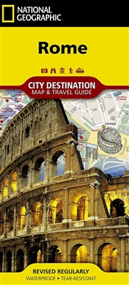 Rome Italy city map and travel guide by National Geographic. Includes regional maps, top attractions, airport diagrams, travel tips, transit maps and an extensive index to streets, cities, neighborhoods, parks, points of interest, museums, monuments, gove