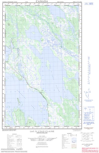 023A12W - LAC A L'EAU CLAIRE - Topographic Map