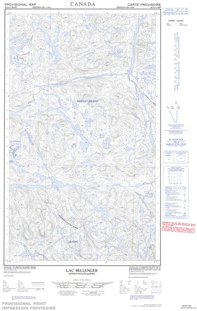 023G11E - LAC BELLENGER - Topographic Map