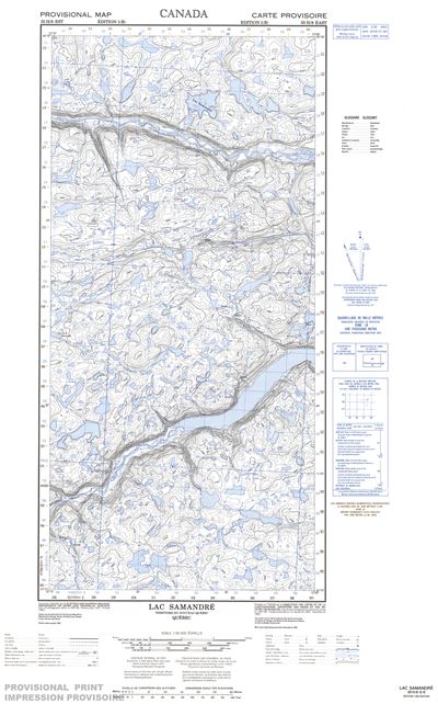 035H08E - LAC SAMANDRE - Topographic Map