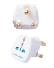 Universal Grounded adapter to be used with converters and 2 or 3 pin dual voltage appliances. For use in South Africa and parts of India.
