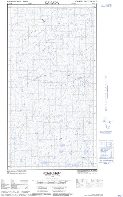 094I11W - KYKLO CREEK - Topographic Map
