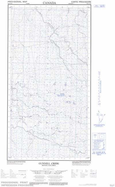 094I13W - GUNNELL CREEK - Topographic Map