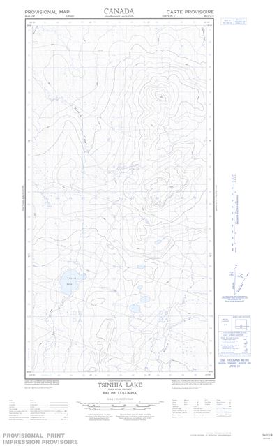 094O11E - TSINHIA LAKE - Topographic Map