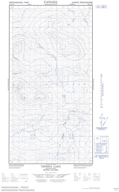 094O11W - TSINHIA LAKE - Topographic Map