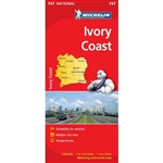 Ivory Coast of Africa Travel & Road Map. Michelin maps show features in shaded relief maps with some spot elevations. The roads are high lighted, with road numbers and distances well marked. Multilingual legends show points of interest such as historic si