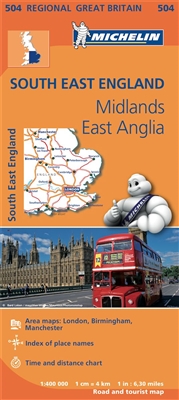 SE England - The Midlands & East Anglia travel road map. MICHELIN South East England, The Midlands, East Anglia Regional Map scale 1:400,000 will provide you with an extensive coverage of primary, secondary and scenic routes for this region. In addition t