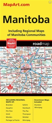 Manitoba travel & road map. Regional Maps Include Brandon, Dauphin, Flin Flon, Gimli, Morden, Portage la Prairie, Selkirk, Steinbach, The Pas, Thompson, Winkler, Winnipeg. There are downtown maps for Brandon and Winnipeg. Detailed indices make for quick a