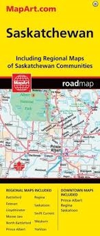 Saskatchewan travel & road map. Regional maps include Battleford, Estevan, Lloydminster, Moose Jaw, North Battleford, Prince Albert, Regina, Saskatoon, Swift Current, Weyburn and Yorkton. Also includes downtown maps of Prince Albert, Regina and Saskatoon.