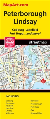 Peterborough & Lindsay Ontario Travel Road Map. Includes Cobourg and Port Hope and the communities of: Bridgenorth, Havelock, Lakefield, Lindsay, Millbrook, Norwood, Peterborough and Port Hope. Folded maps have been the trusted standard for years, offerin