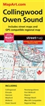 Collingwood & Owen Sound Travel & Road Map. It's a must-have for anyone travelling in Owen Sound Collingwood, Ontario. Includes detailed regional map. Includes detailed city maps of Collingwood, Elmvale, Hanover, Meaford, Midland, Owen Sound, Penetanguish