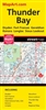 Thunder Bay Ontario Travel & Road Map.  Includes communities of Dryden, Fort Frances, Geraldton, International Falls, Kenora , Longlac, Marathon, Sioux Lookout and Thunder Bay. Full colour map of Thunder Bay and Area , includes all city streets indexed. D