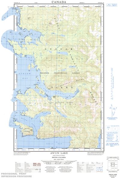 103F10W - AWUN LAKE - Topographic Map