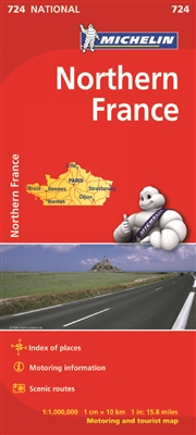 Northern France travel & road map. MICHELIN National Map Northern France (map 724) will give you an overall picture of your journey thanks to its clear and accurate mapping scale 1:1,000,000. Our map will help you easily plan your safe and enjoyable journ