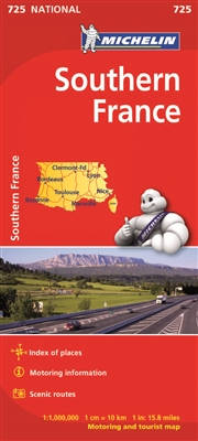 Southern France Travel & Road Map. MICHELIN National Map Southern France (map 725) will give you an overall picture of your journey thanks to its clear and accurate mapping scale 1:1,000,000. Our map will help you easily plan your safe and enjoyable journ