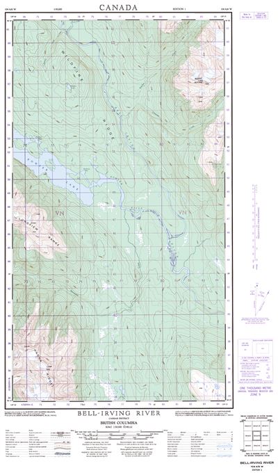 104A06W - BELL-IRVING RIVER - Topographic Map