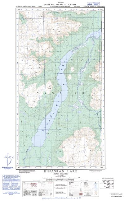 104G09E - KINASKAN LAKE - Topographic Map