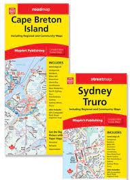 Cape Breton & Sydney Nova Scotia travel road map. Cape Breton Island and Sydney Truro are included on the same foldout map. Includes Cape Breton Island communities of Baddeck, Dominion, Glace Bay, Louisburg, New Waterford, North Sydney, Port Hawkesbury, S