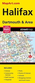 Map of Halifax Dartmouth & Area - Nova Scotia Travel Road map. Full Colour map of Halifax and area. Includes Beaver Bank, Bedford, Cole Harbour, Dartmouth, Eastern Passage, Fall River, Halifax, Lakeside, Lower Sackville, Middle Beaver Bank, Middle Sackvil