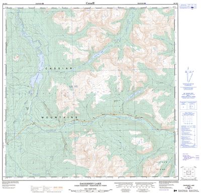 105B02 - DAUGHNEY LAKE - Topographic Map