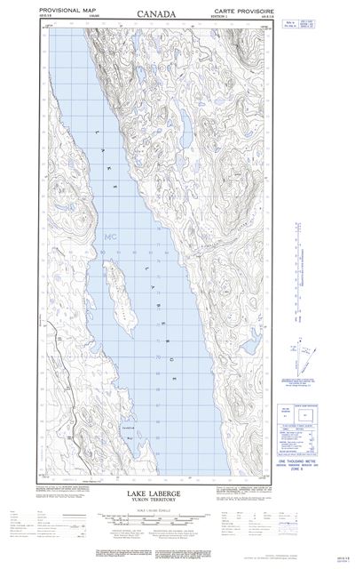 105E03E - LAKE LABERGE - Topographic Map