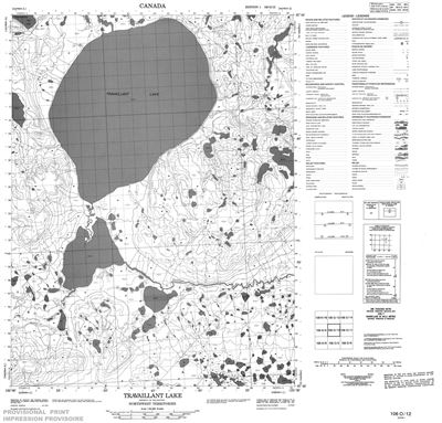 106O12 - TRAVAILLANT LAKE - Topographic Map