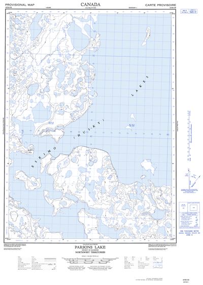 107B15E - PARSONS LAKE - Topographic Map