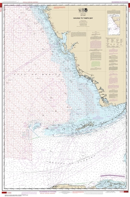 NOAA Chart 1113A. Nautical Chart of Havana to Tampa Bay - Oil and Gas Lease Areas - Gulf of Mexico. NOAA charts portray water depths, coastlines, dangers, aids to navigation, landmarks, bottom characteristics and other features, as well as regulatory, tid