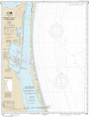 NOAA Chart 11304. Nautical Chart of Northern part of Laguna Madre - Gulf of Mexico. NOAA charts portray water depths, coastlines, dangers, aids to navigation, landmarks, bottom characteristics and other features, as well as regulatory, tide, and other inf