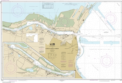 NOAA Chart 11311. Nautical Chart of Corpus Christi Harbor - Gulf of Mexico. NOAA charts portray water depths, coastlines, dangers, aids to navigation, landmarks, bottom characteristics and other features, as well as regulatory, tide, and other information